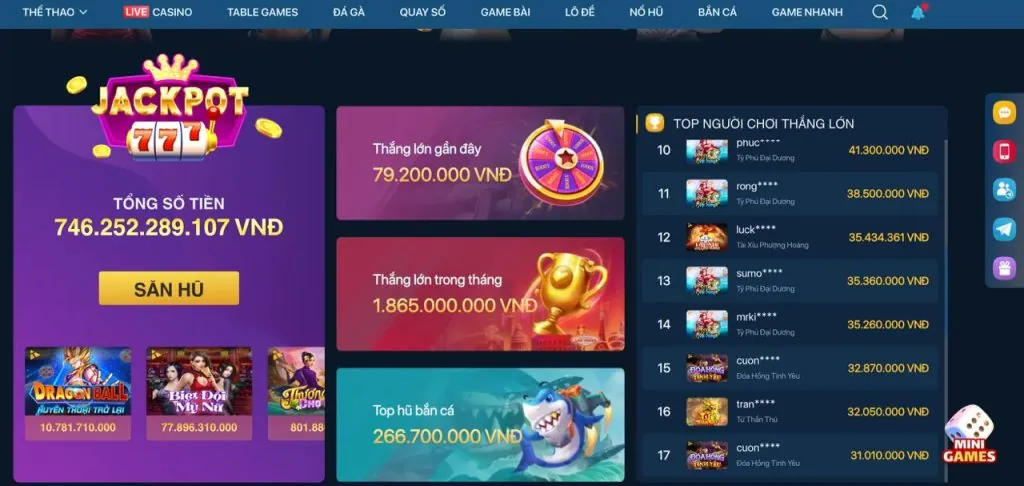 Thưởng nạp tiền hàng ngày cho Slot game